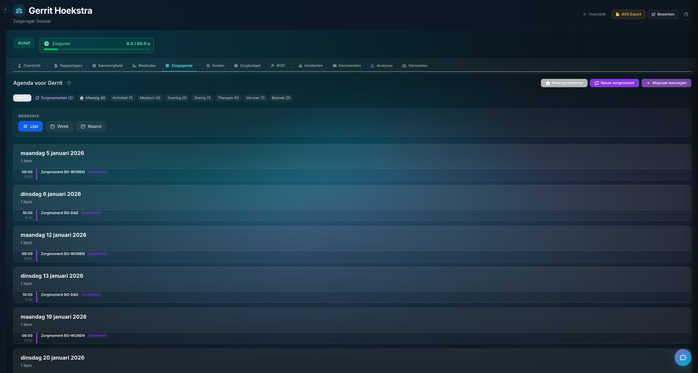 Agenda screenshot