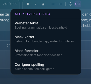 AI Ondersteuning screenshot