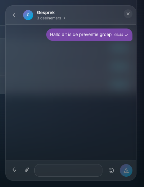 Groepsgesprek in Dossier360 chat