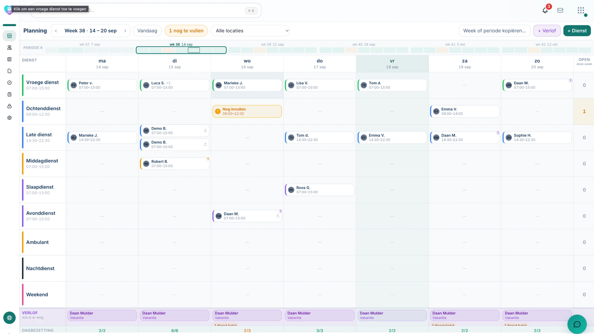 Screenshot van Planning in Dossier360