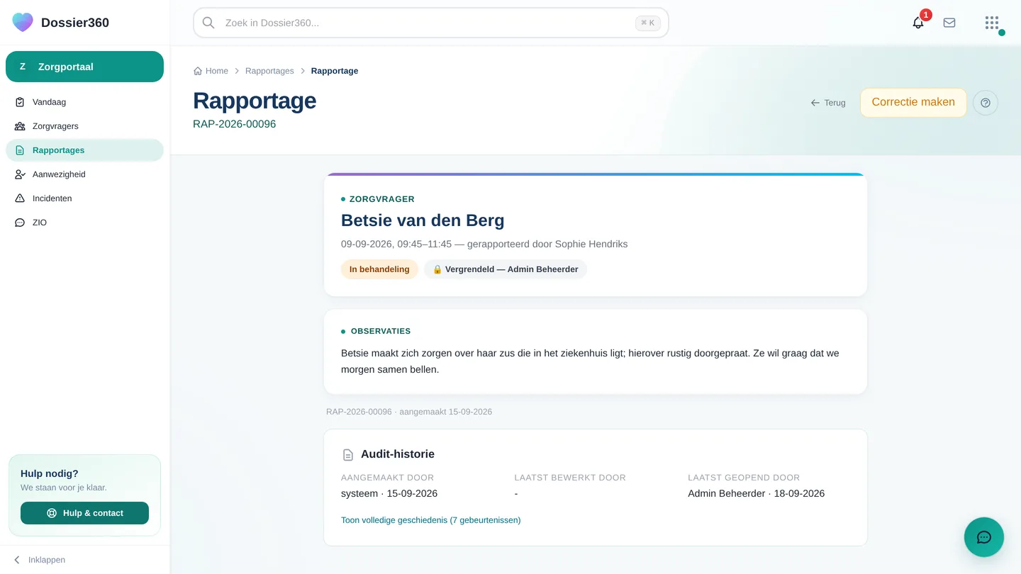 Een vergrendelde rapportage met correctieknop